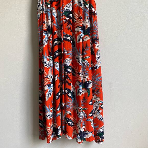 LOFT Womens Floral Short Capped Sleeve Button Down Dress with Belt in Red Size 6 - Picture 15 of 15